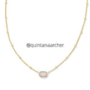 Mini Elisa Gold Satellite Short Pendant Necklace in Pink Opalite Crystal